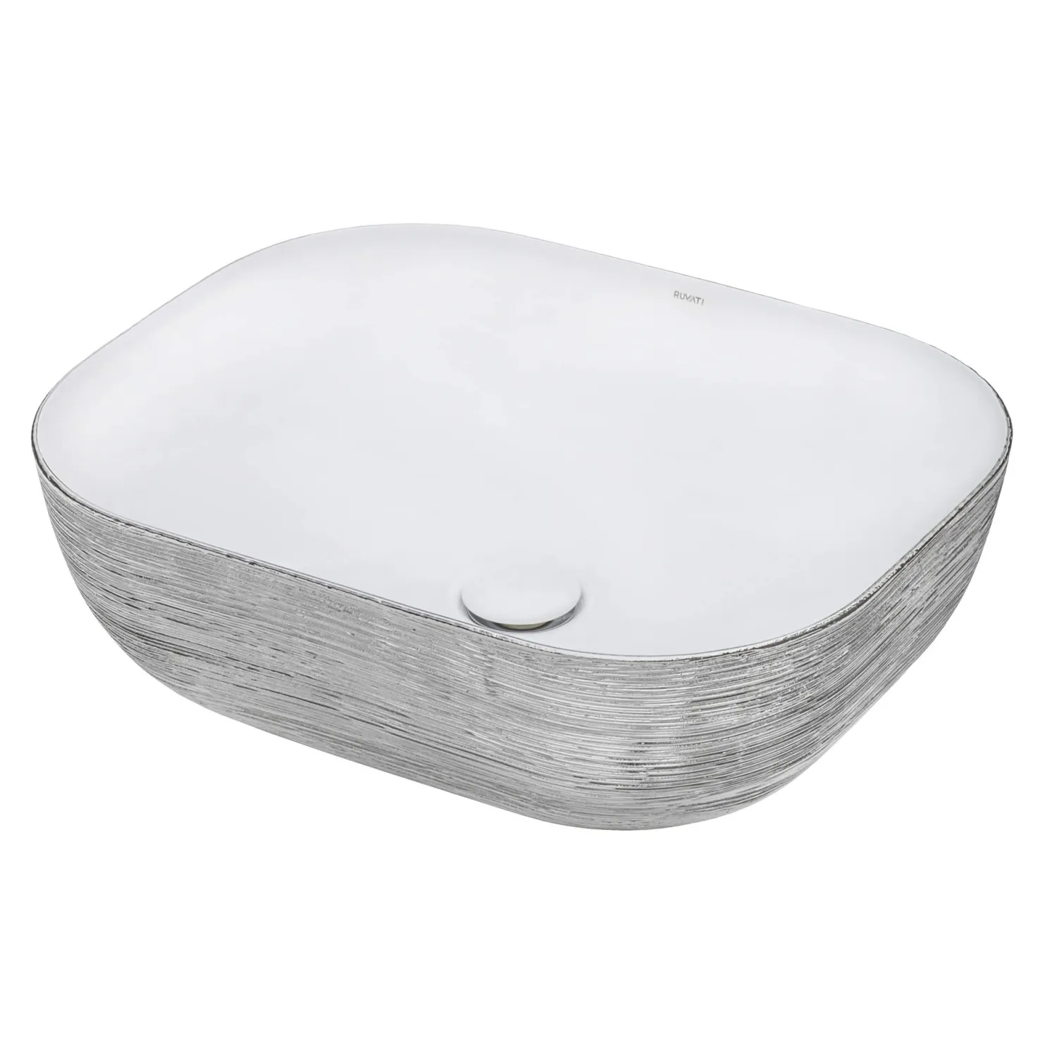 Outlet 20" x 16" Bathroom Vessel Sink | White with Silver Above Counter / Vessel Sinks