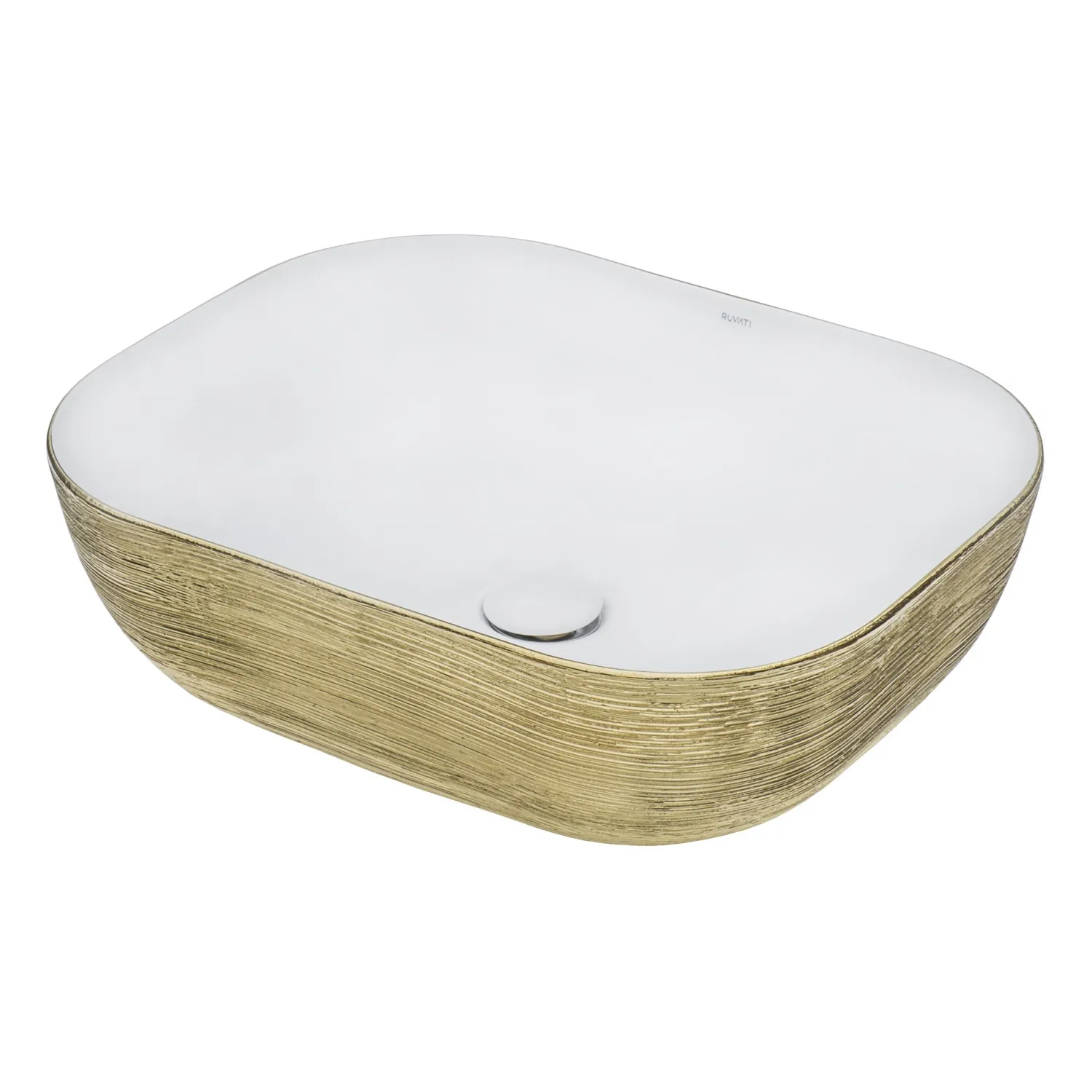 Hot 20" x 16" Bathroom Vessel Sink | White with Gold Above Counter / Vessel Sinks