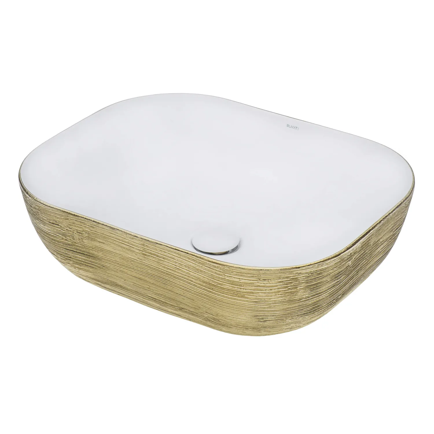 Hot 20" x 16" Bathroom Vessel Sink | White with Gold Above Counter / Vessel Sinks