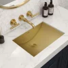 Best 16 x 13" Brushed Golden Brass Undermount Rectangular Bathroom Sink Undermount|Gunmetal, Brass, & Gold