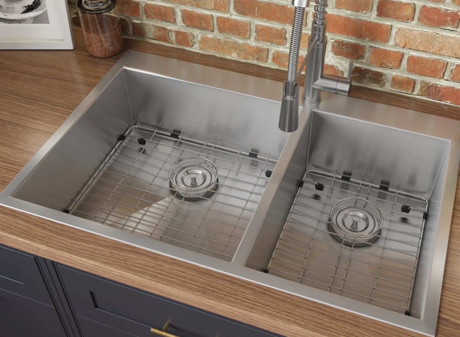 Hot 33 x 22" Drop-in 60/40 Double Bowl 16 Gauge Zero Radius Topmount Stainless Steel Kitchen Sink Drop-In / Top Mount Sinks|Stainless Steel Sinks