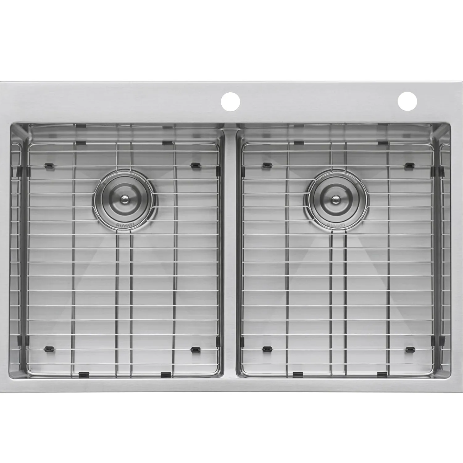 New 33 x 22" Drop-in 50/50 Double Bowl Tight Radius 16 Gauge Topmount Stainless Steel Kitchen Sink Drop-In / Top Mount Sinks|Stainless Steel Sinks