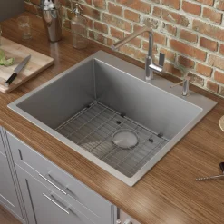 Hot 24" x 20" Drop-in 16 Gauge Stainless Steel Rounded Corners Topmount Kitchen Sink Single Bowl - RVH8014 Drop-In / Top Mount Sinks|Stainless Steel Sinks