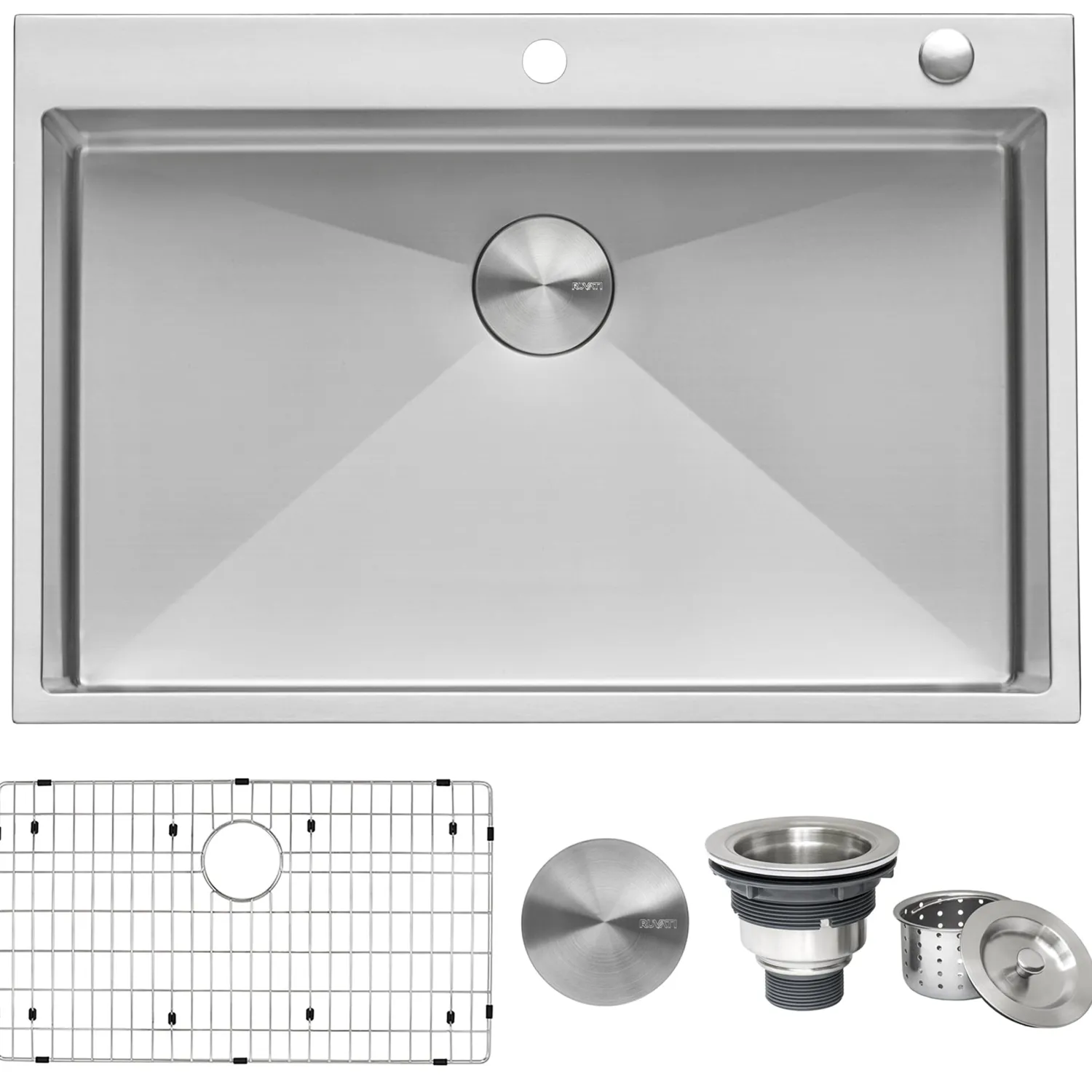 Hot 33 x 22" Drop-in Tight Radius 16 Gauge Stainless Steel Topmount Single Bowl Kitchen Sink Drop-In / Top Mount Sinks|Stainless Steel Sinks