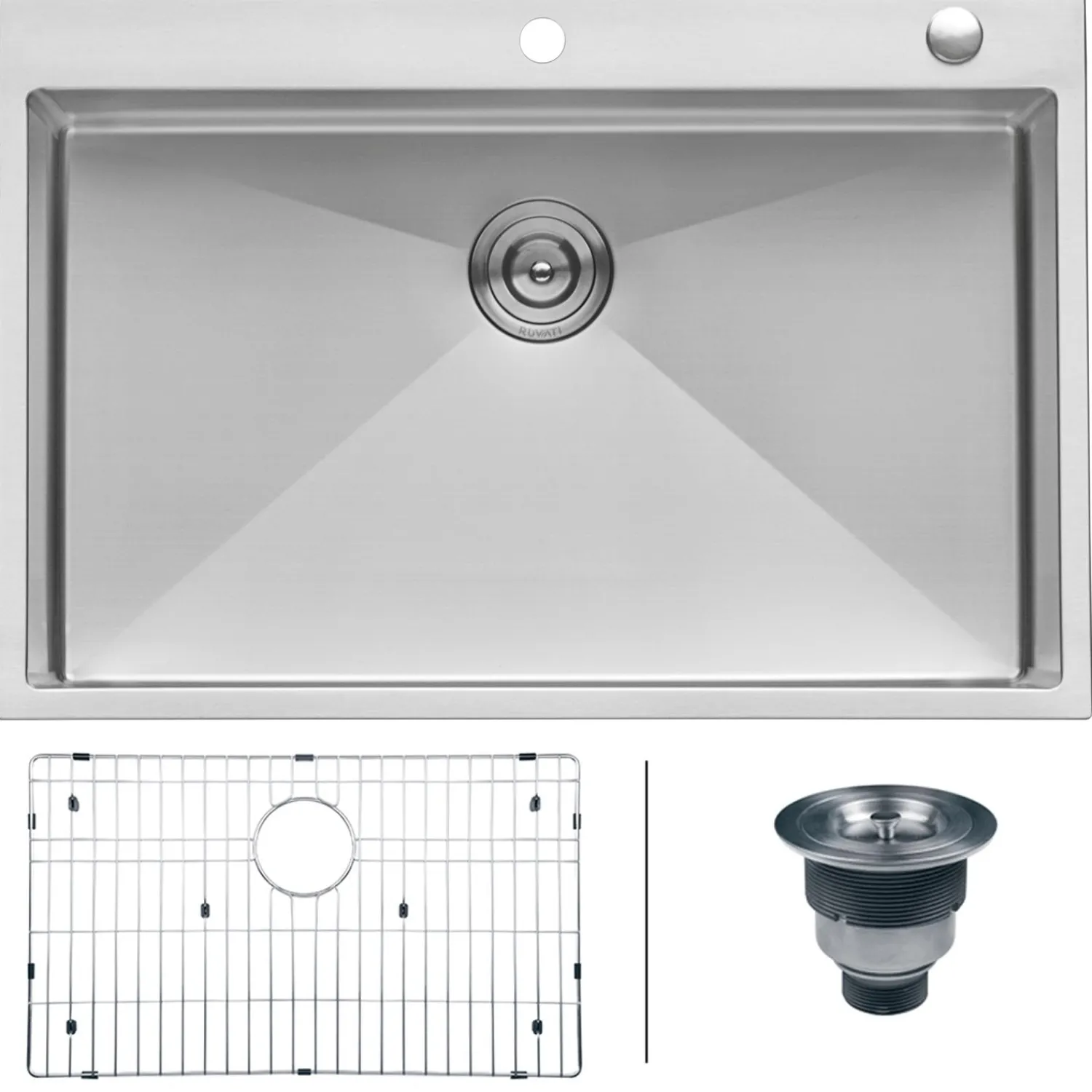 Hot 33 x 22" Drop-in Tight Radius 16 Gauge Stainless Steel Topmount Single Bowl Kitchen Sink Drop-In / Top Mount Sinks|Stainless Steel Sinks