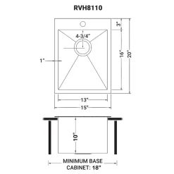Discount 15 x 20" Drop-in Topmount 16 Gauge Stainless Steel Single Bowl Bar Prep Sink Bar / Prep Sinks