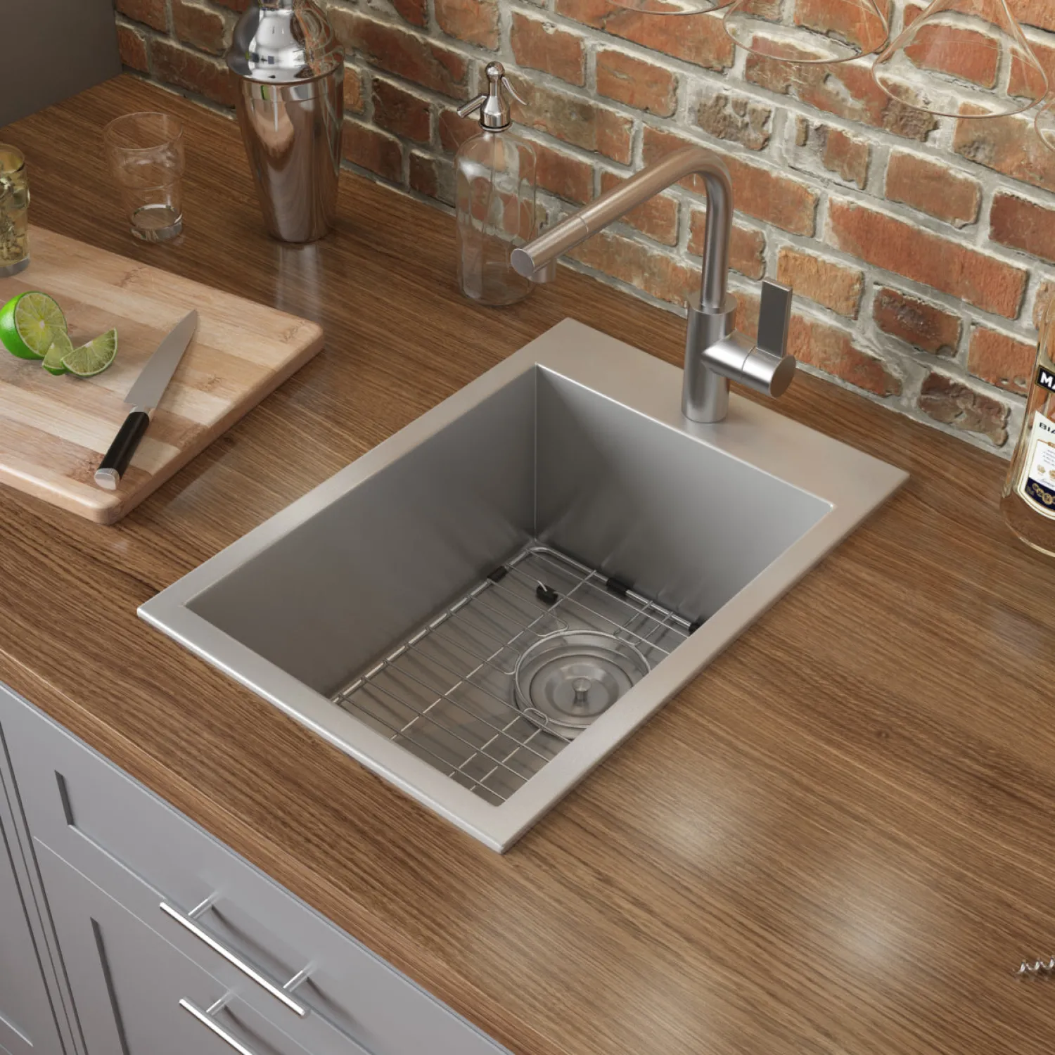 Discount 15 x 20" Drop-in Topmount 16 Gauge Stainless Steel Single Bowl Bar Prep Sink Bar / Prep Sinks