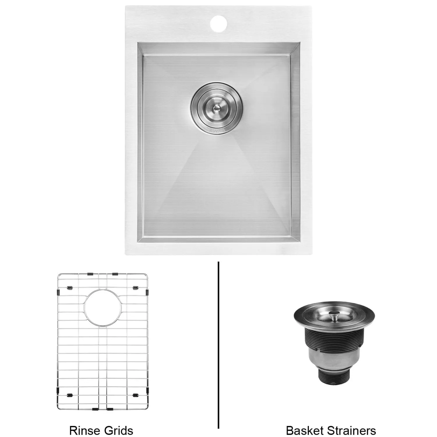 Discount 15 x 20" Drop-in Topmount 16 Gauge Stainless Steel Single Bowl Bar Prep Sink Bar / Prep Sinks