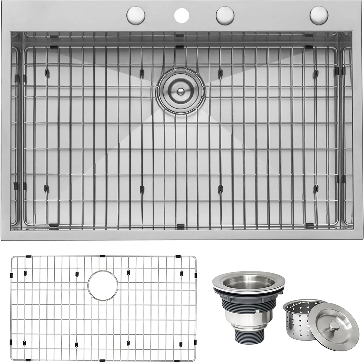 Hot 33 x 22" Drop-in Topmount 16 Gauge Zero Radius Stainless Steel Single Bowl Kitchen Sink Drop-In / Top Mount Sinks|Stainless Steel Sinks