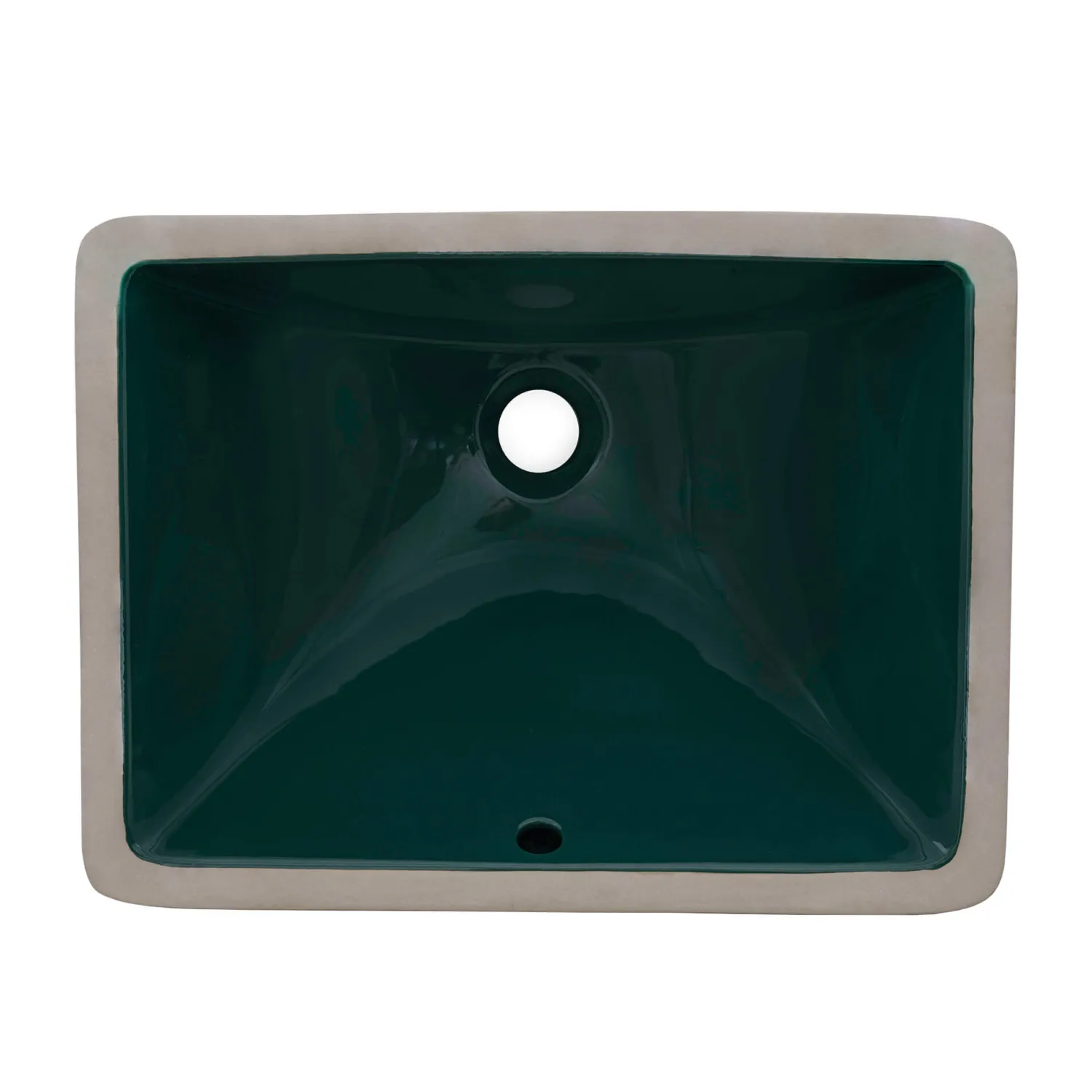 Best 21" x 15" Emerald Green Rectangular Porcelain Ceramic Undermount Bathroom Sink Undermount