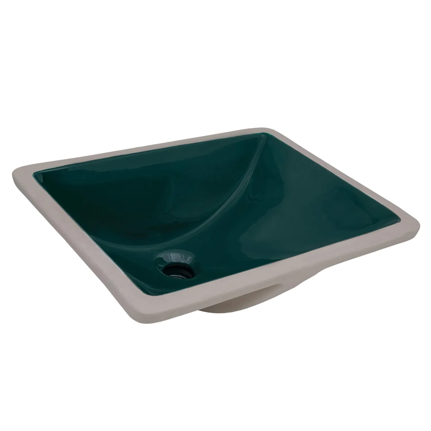 Best 21" x 15" Emerald Green Rectangular Porcelain Ceramic Undermount Bathroom Sink Undermount