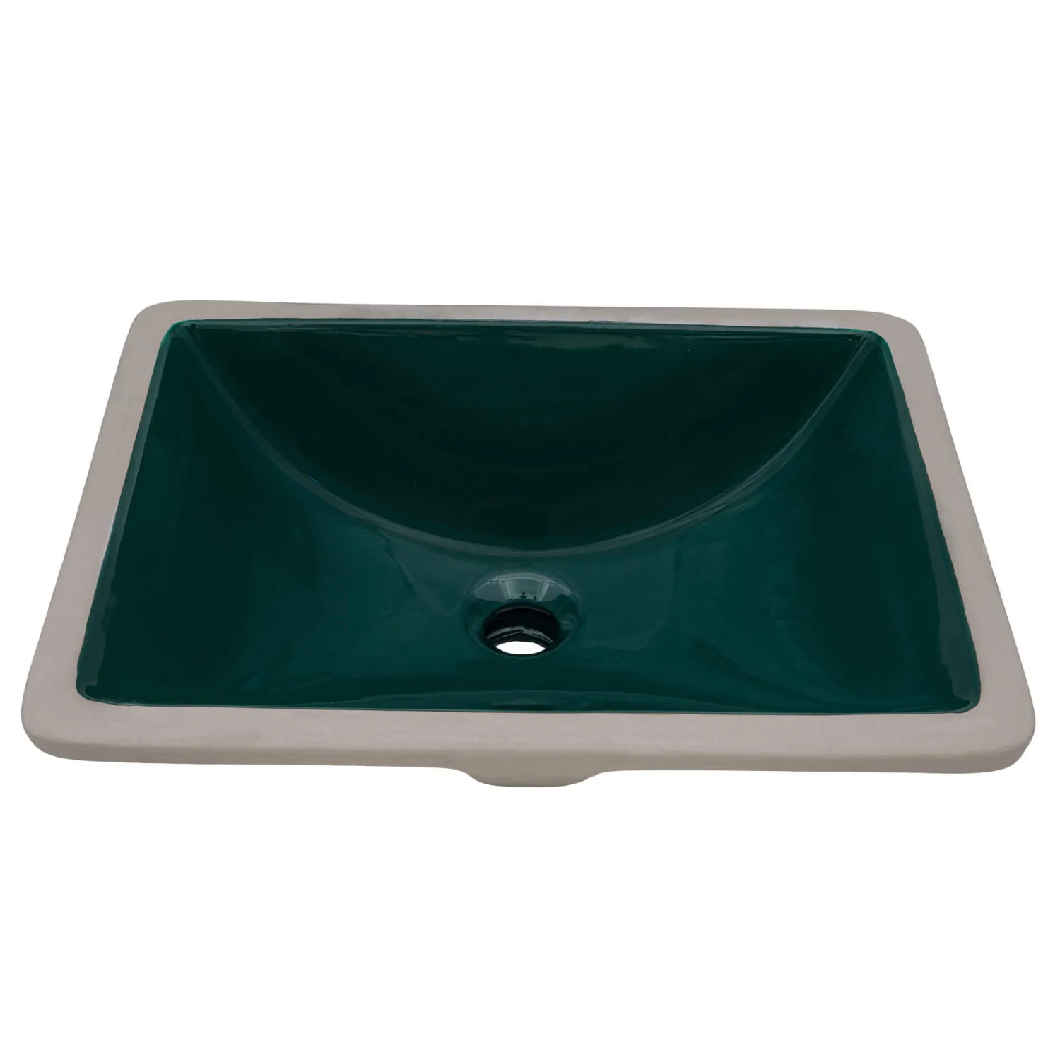 Best 21" x 15" Emerald Green Rectangular Porcelain Ceramic Undermount Bathroom Sink Undermount