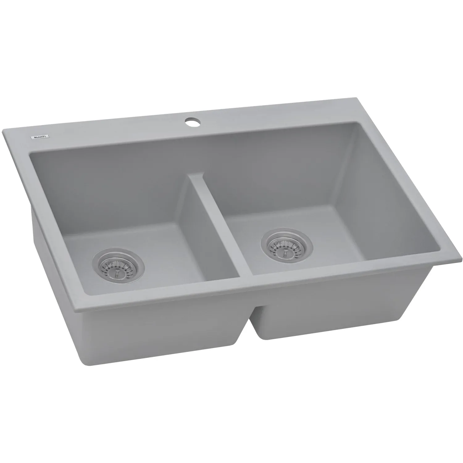 33 x 22" epiGranite Drop-in Topmount Granite Composite Double Bowl Low Divide Kitchen Sink Drop-In / Top Mount Sinks|Double Bowl Sinks