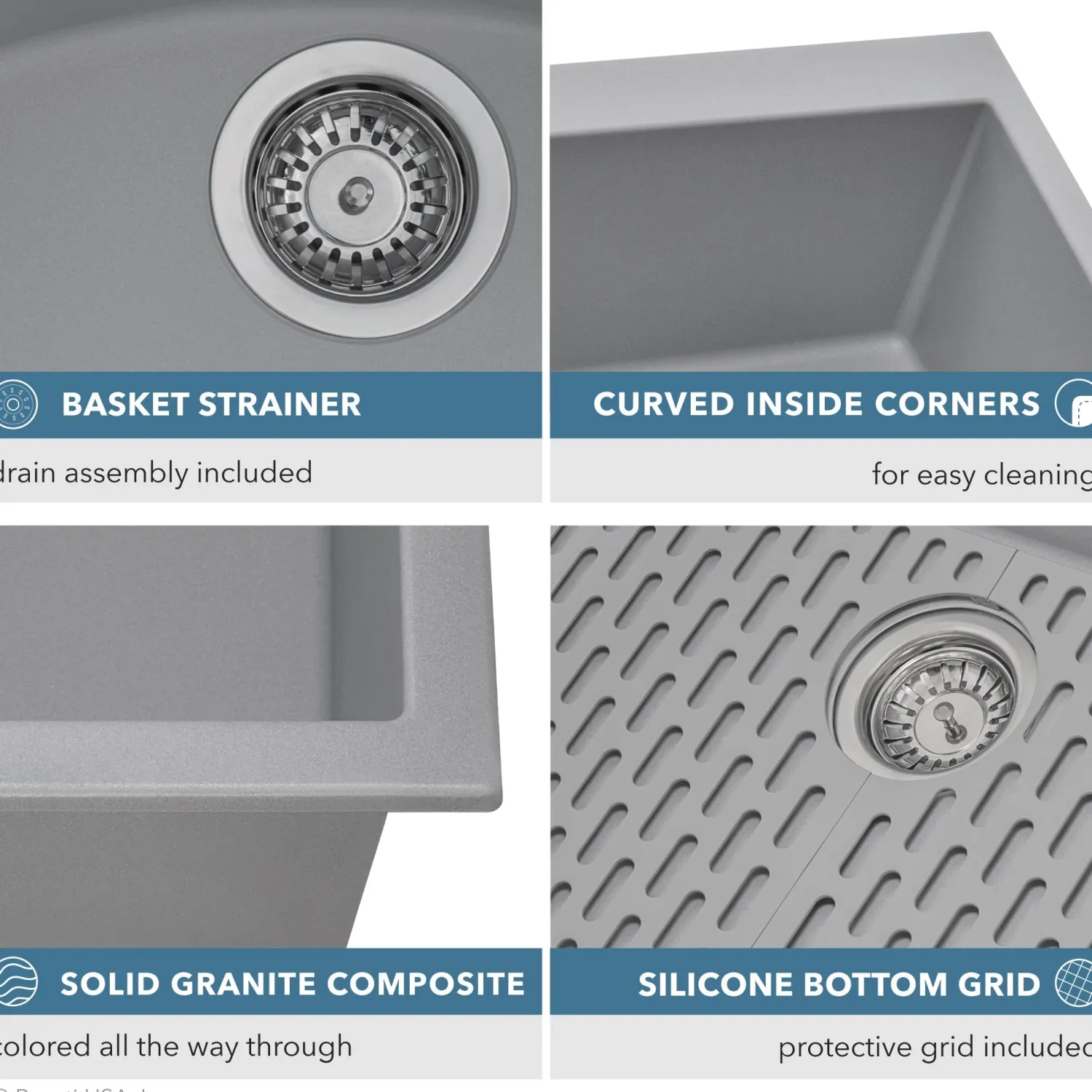 33 x 22" epiGranite Drop-in Topmount Granite Composite Double Bowl Low Divide Kitchen Sink Drop-In / Top Mount Sinks|Double Bowl Sinks