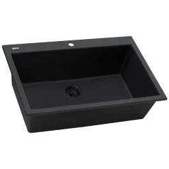 Outlet 30 x 20" epiGranite Dual-Mount Granite Composite Single Bowl Kitchen Sink Drop-In / Top Mount Sinks|Sinks For Tight Spaces