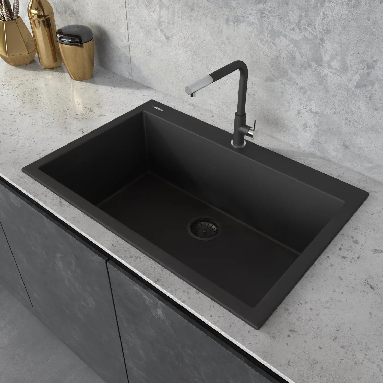 Outlet 30 x 20" epiGranite Dual-Mount Granite Composite Single Bowl Kitchen Sink Drop-In / Top Mount Sinks|Sinks For Tight Spaces