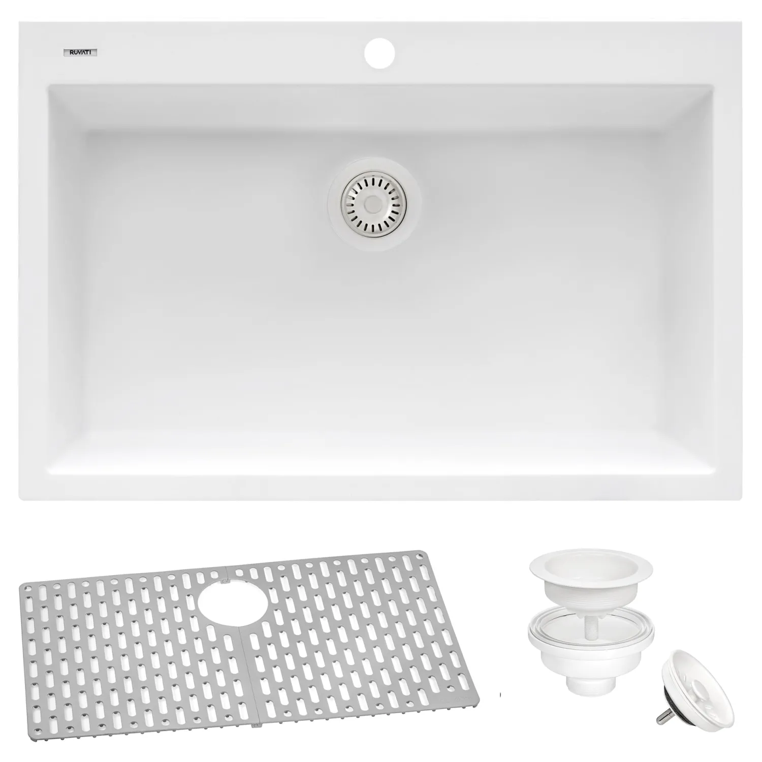 Outlet 30 x 20" epiGranite Dual-Mount Granite Composite Single Bowl Kitchen Sink Drop-In / Top Mount Sinks|Sinks For Tight Spaces