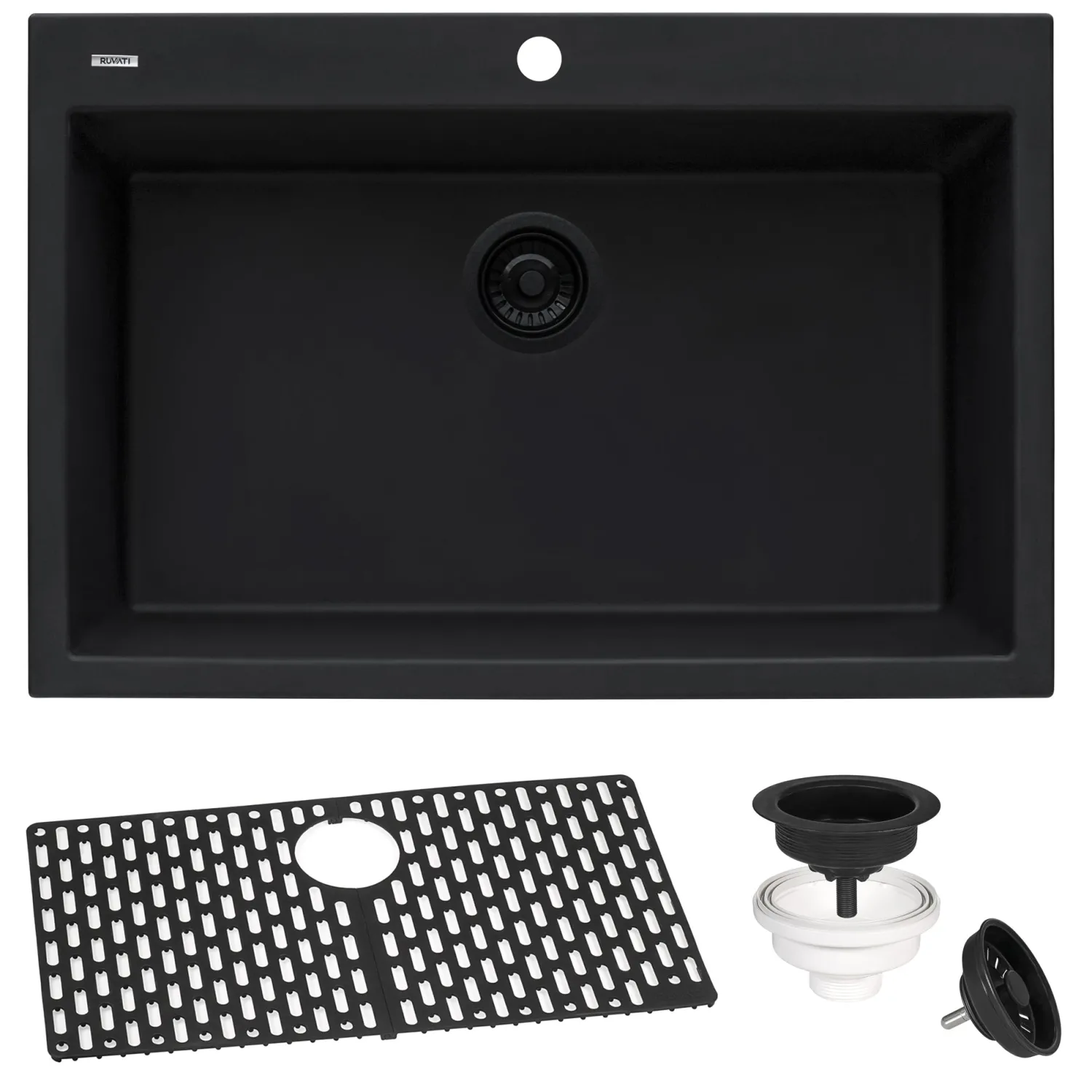 Outlet 30 x 20" epiGranite Dual-Mount Granite Composite Single Bowl Kitchen Sink Drop-In / Top Mount Sinks|Sinks For Tight Spaces