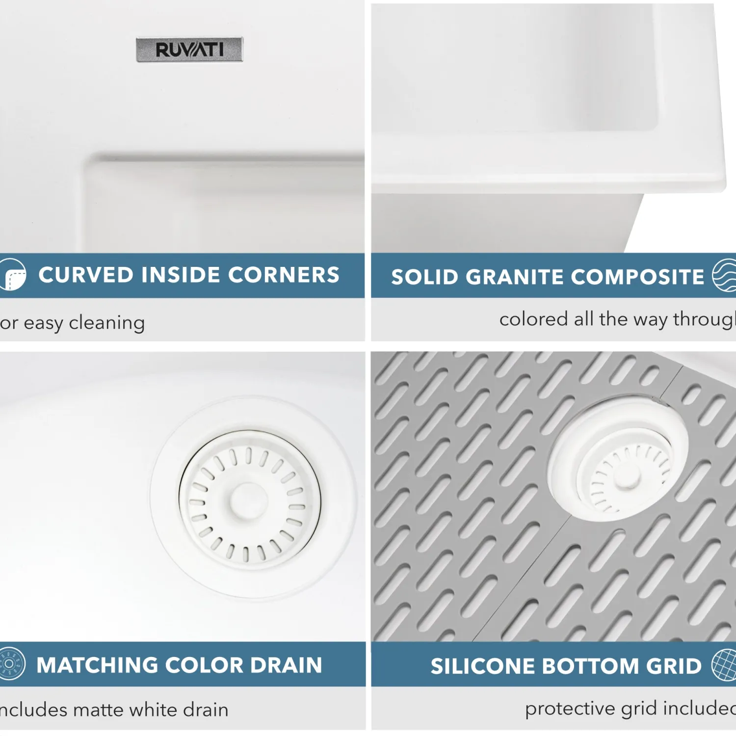 Outlet 30 x 20" epiGranite Dual-Mount Granite Composite Single Bowl Kitchen Sink Drop-In / Top Mount Sinks|Sinks For Tight Spaces