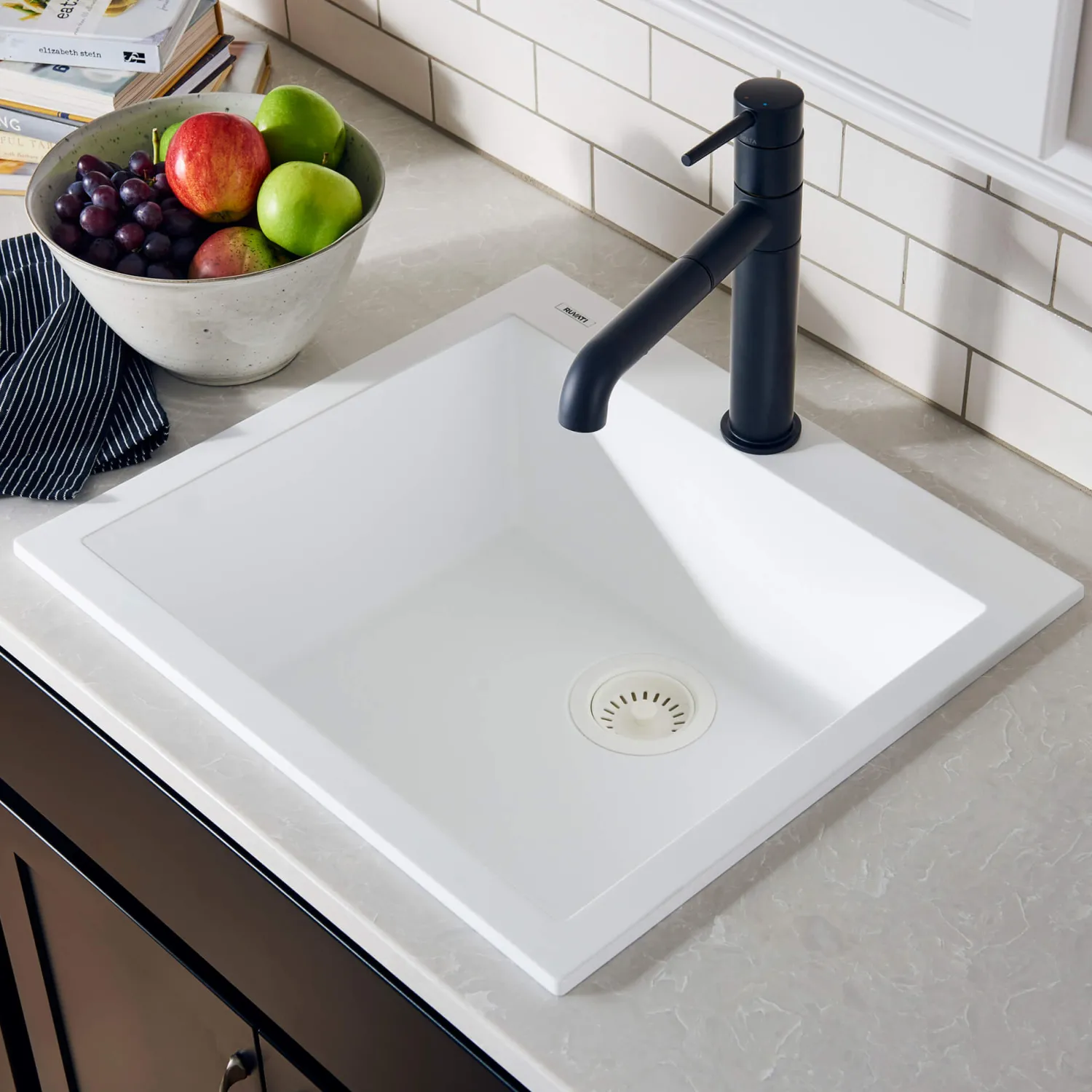 Hot 22 x 20" epiGranite Dual-Mount Granite Composite Single Bowl Kitchen Sink Drop-In / Top Mount Sinks|Sinks For Tight Spaces