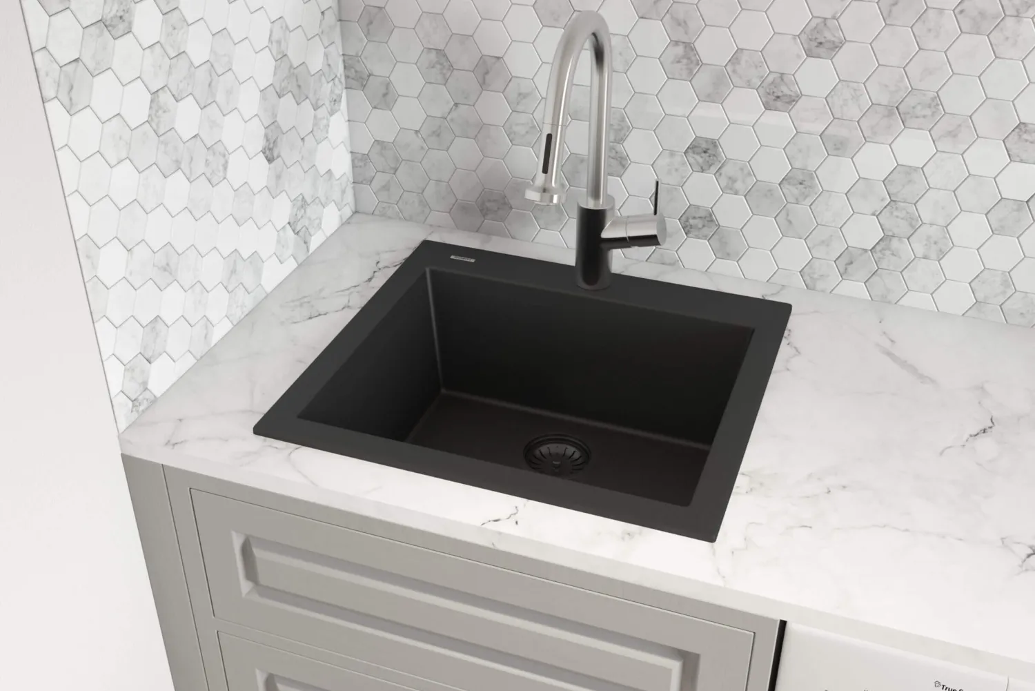Hot 22 x 20" epiGranite Dual-Mount Granite Composite Single Bowl Kitchen Sink Drop-In / Top Mount Sinks|Sinks For Tight Spaces