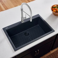 Best 33 x 22" epiGranite Dual-Mount Granite Composite Single Bowl Kitchen Sink Drop-In / Top Mount Sinks|Single Bowl Sinks