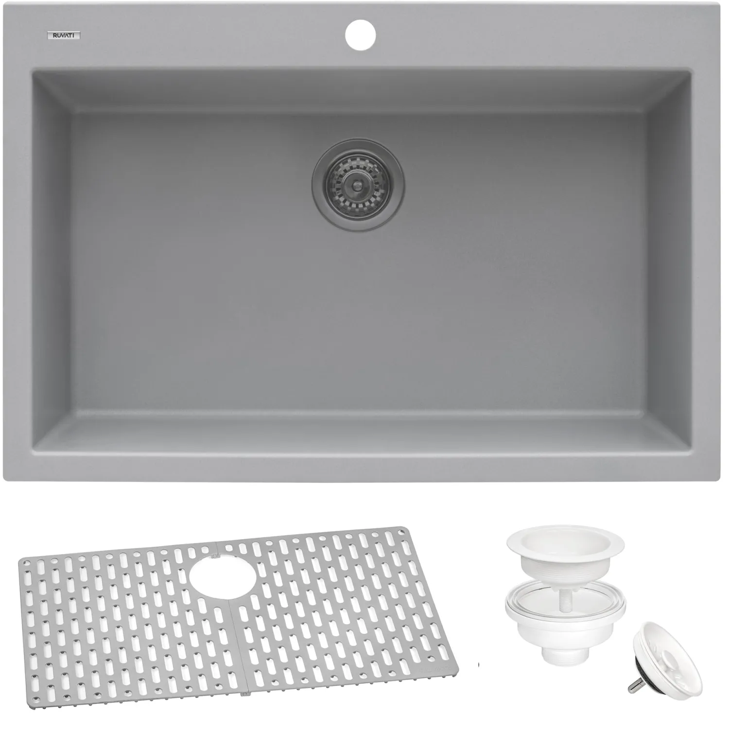 Best 33 x 22" epiGranite Dual-Mount Granite Composite Single Bowl Kitchen Sink Drop-In / Top Mount Sinks|Single Bowl Sinks