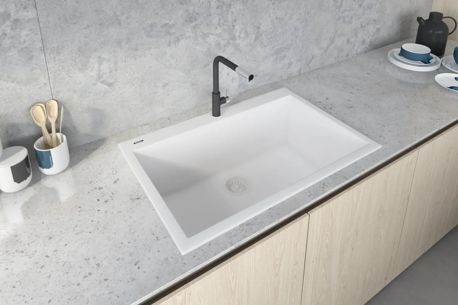 Best 33 x 22" epiGranite Dual-Mount Granite Composite Single Bowl Kitchen Sink Drop-In / Top Mount Sinks|Single Bowl Sinks