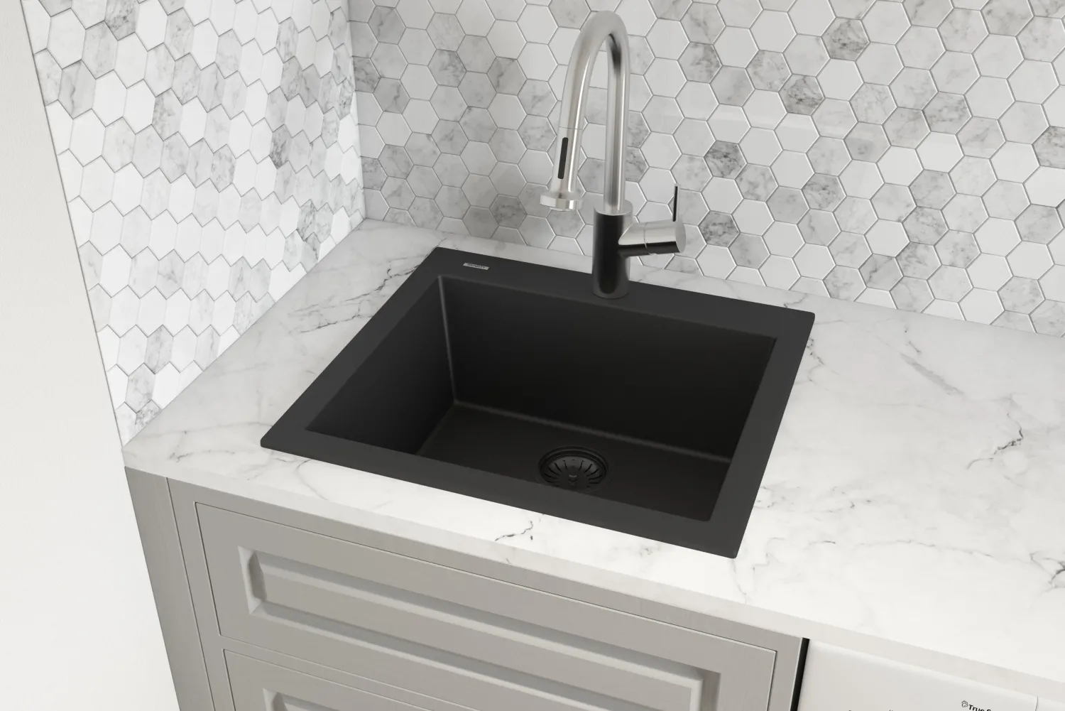 Outlet 23 x 20" epiGranite Dual-Mount Granite Composite Single Bowl Kitchen Sink Drop-In / Top Mount Sinks|Sinks For Tight Spaces