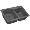 Hot 33 x 22" epiGranite Dual-Mount Double Bowl Granite Composite Kitchen Sink Drop-In / Top Mount Sinks|Double Bowl Sinks