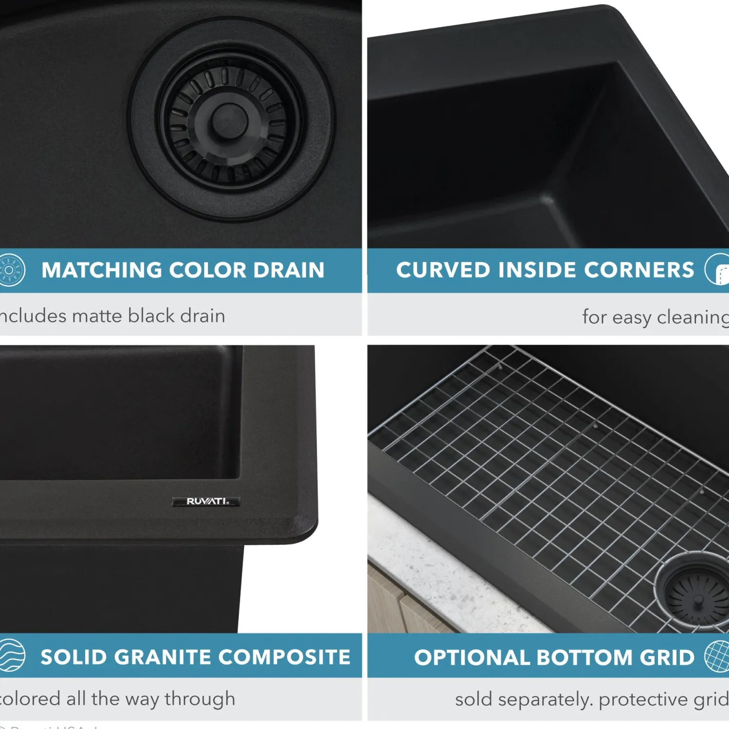 Hot 33 x 22" epiGranite Dual-Mount Double Bowl Granite Composite Kitchen Sink Drop-In / Top Mount Sinks|Double Bowl Sinks