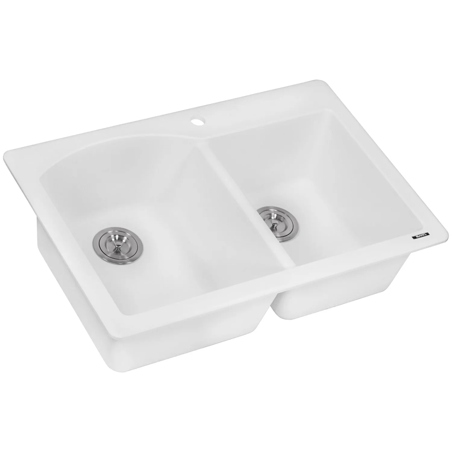 Hot 33 x 22" epiGranite Dual-Mount Double Bowl Granite Composite Kitchen Sink Drop-In / Top Mount Sinks|Double Bowl Sinks