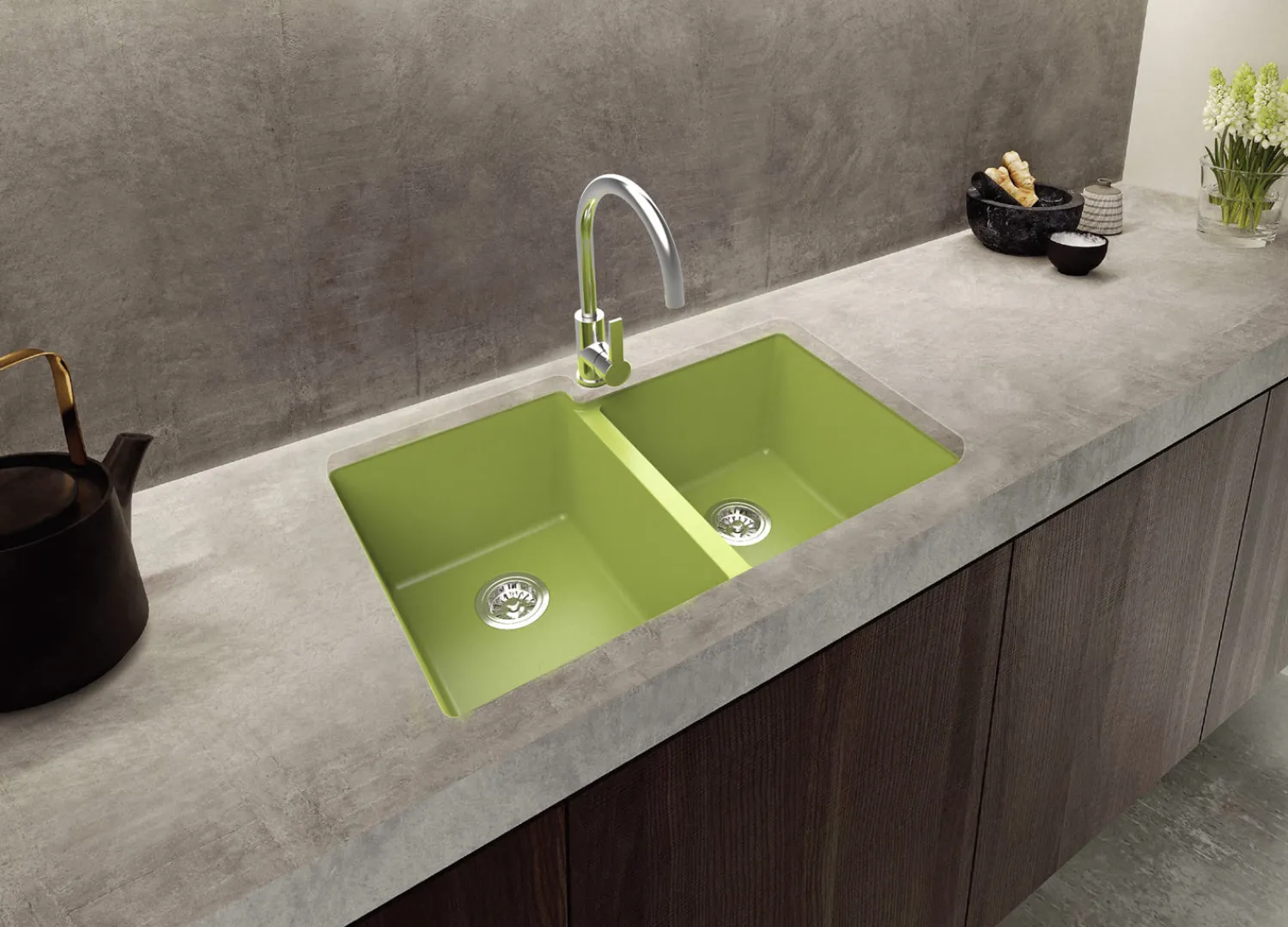 New 33 x 22" epiGranite Dual-Mount Granite Composite Double Bowl Kitchen Sink Drop-In / Top Mount Sinks|Double Bowl Sinks