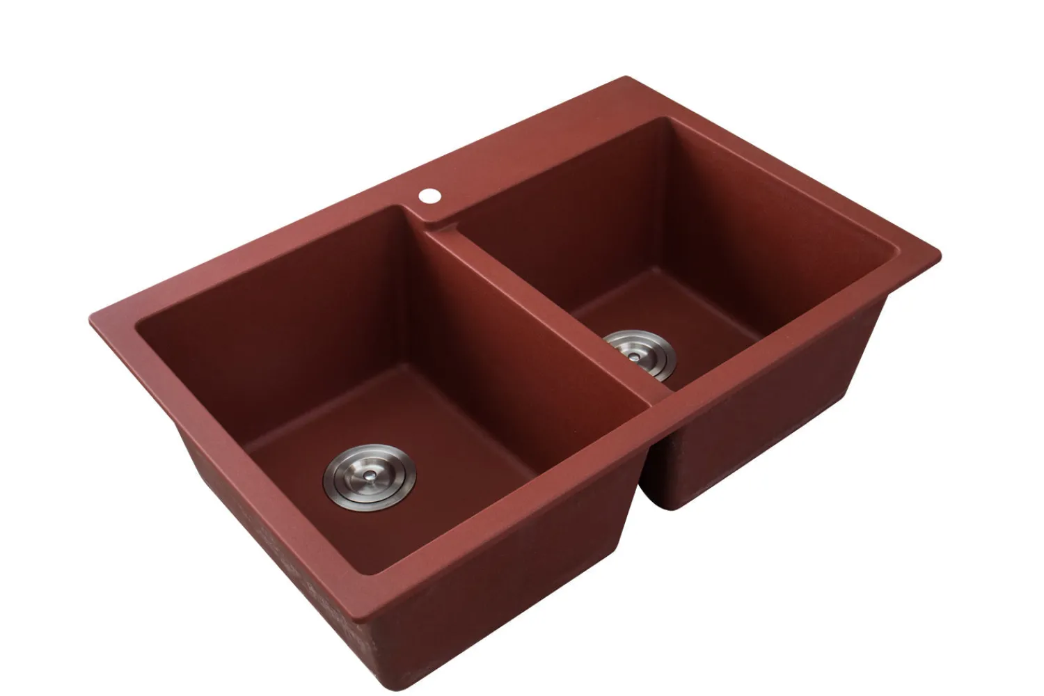 New 33 x 22" epiGranite Dual-Mount Granite Composite Double Bowl Kitchen Sink Drop-In / Top Mount Sinks|Double Bowl Sinks