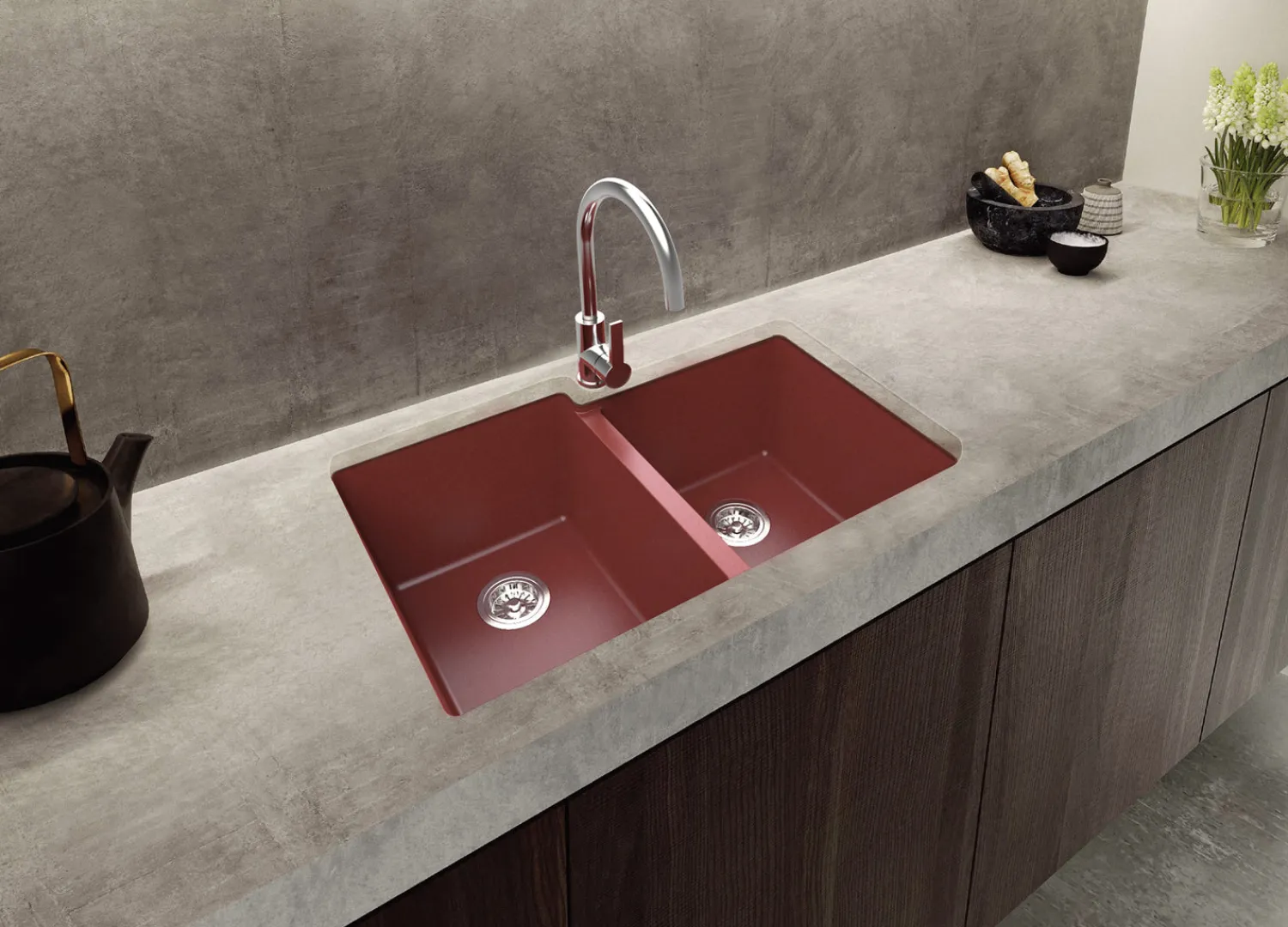 New 33 x 22" epiGranite Dual-Mount Granite Composite Double Bowl Kitchen Sink Drop-In / Top Mount Sinks|Double Bowl Sinks