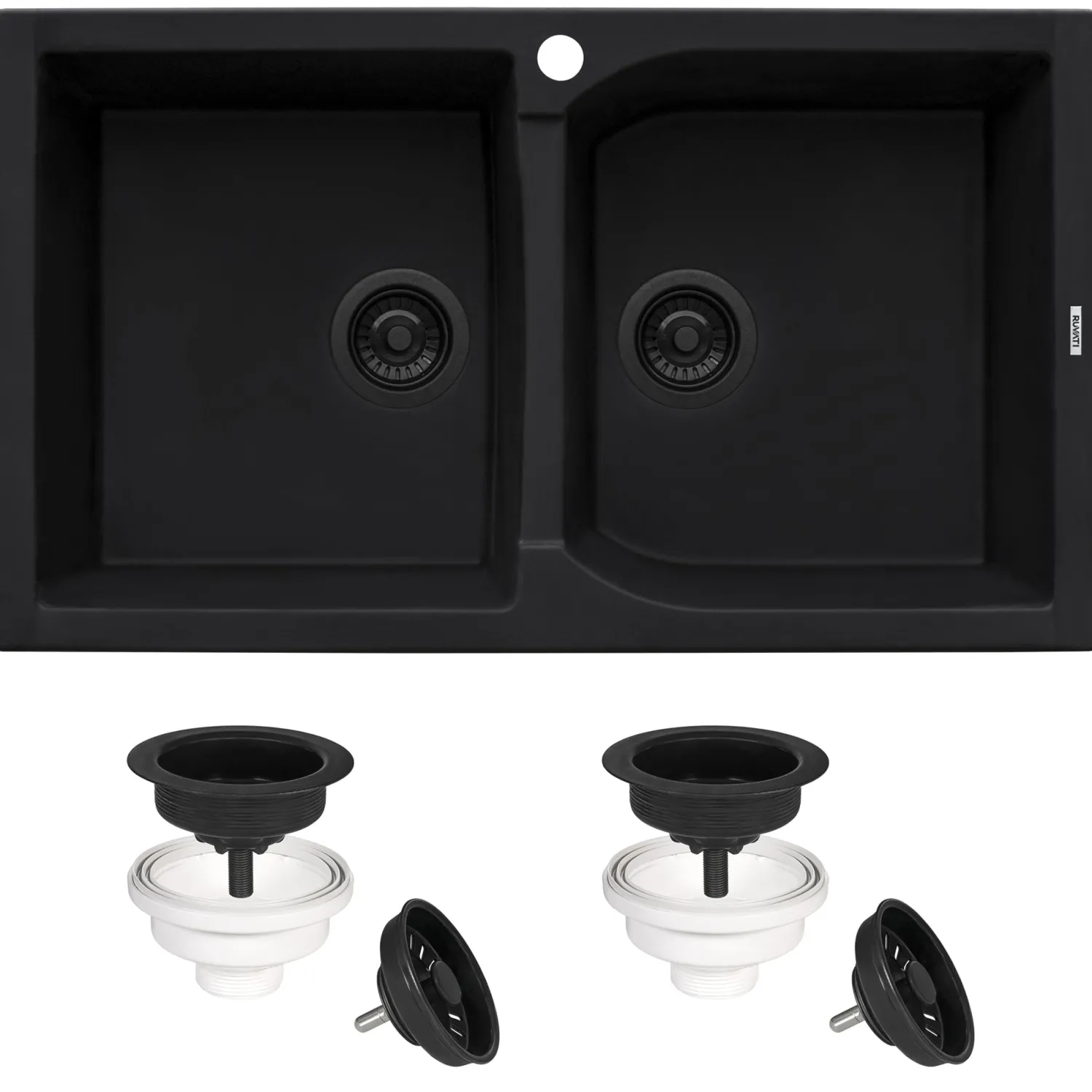 Outlet 34 x 20" epiGranite Dual-Mount Granite Composite Double Bowl Kitchen Sink Drop-In / Top Mount Sinks|Sinks For Tight Spaces