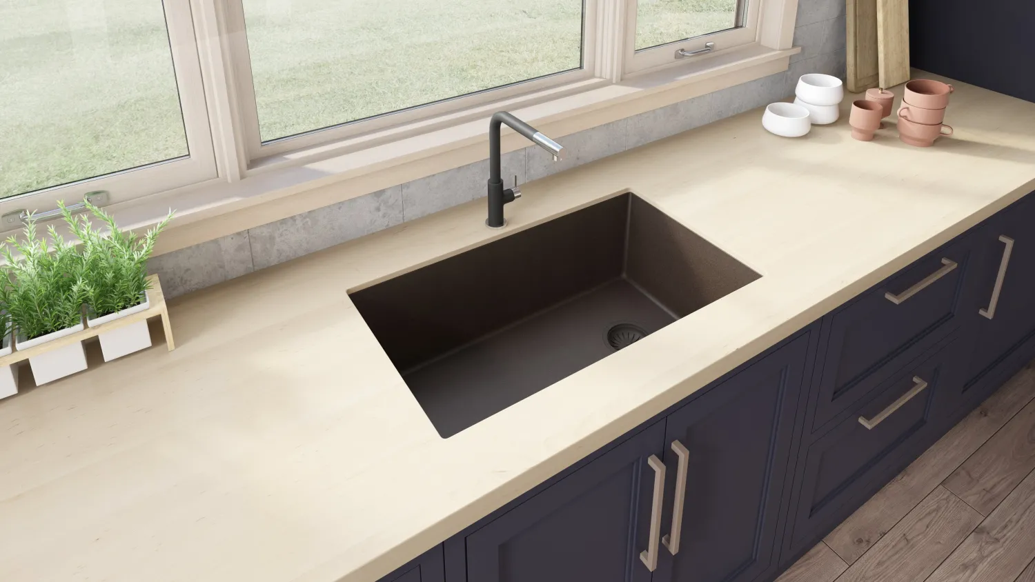 31 x 19" epiGranite Undermount Granite Composite Single Bowl Kitchen Sink Single Bowl Sinks|Undermount Sinks