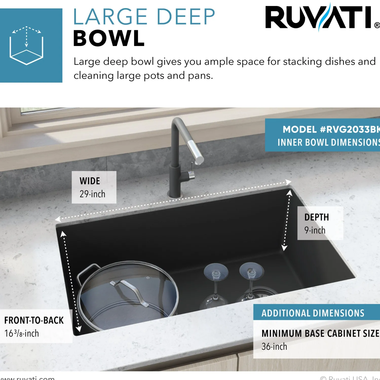 31 x 19" epiGranite Undermount Granite Composite Single Bowl Kitchen Sink Single Bowl Sinks|Undermount Sinks