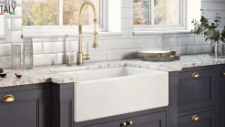 Sale 30 x 20" Fireclay Reversible Farmhouse Apron-Front Kitchen Sink Single Bowl Single Bowl Sinks|Apron Front / Farmhouse Sinks
