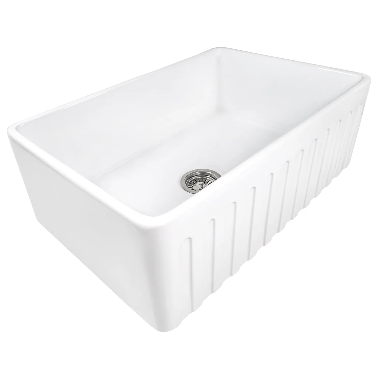 Sale 30 x 20" Fireclay Reversible Farmhouse Apron-Front Kitchen Sink Single Bowl Single Bowl Sinks|Apron Front / Farmhouse Sinks