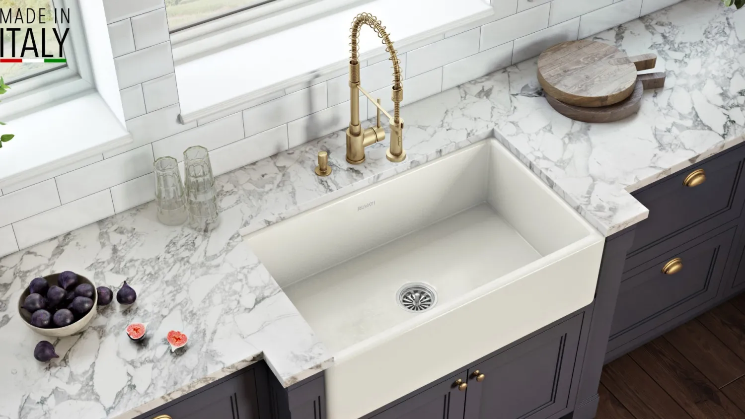 Sale 30 x 20" Fireclay Reversible Farmhouse Apron-Front Kitchen Sink Single Bowl Single Bowl Sinks|Apron Front / Farmhouse Sinks