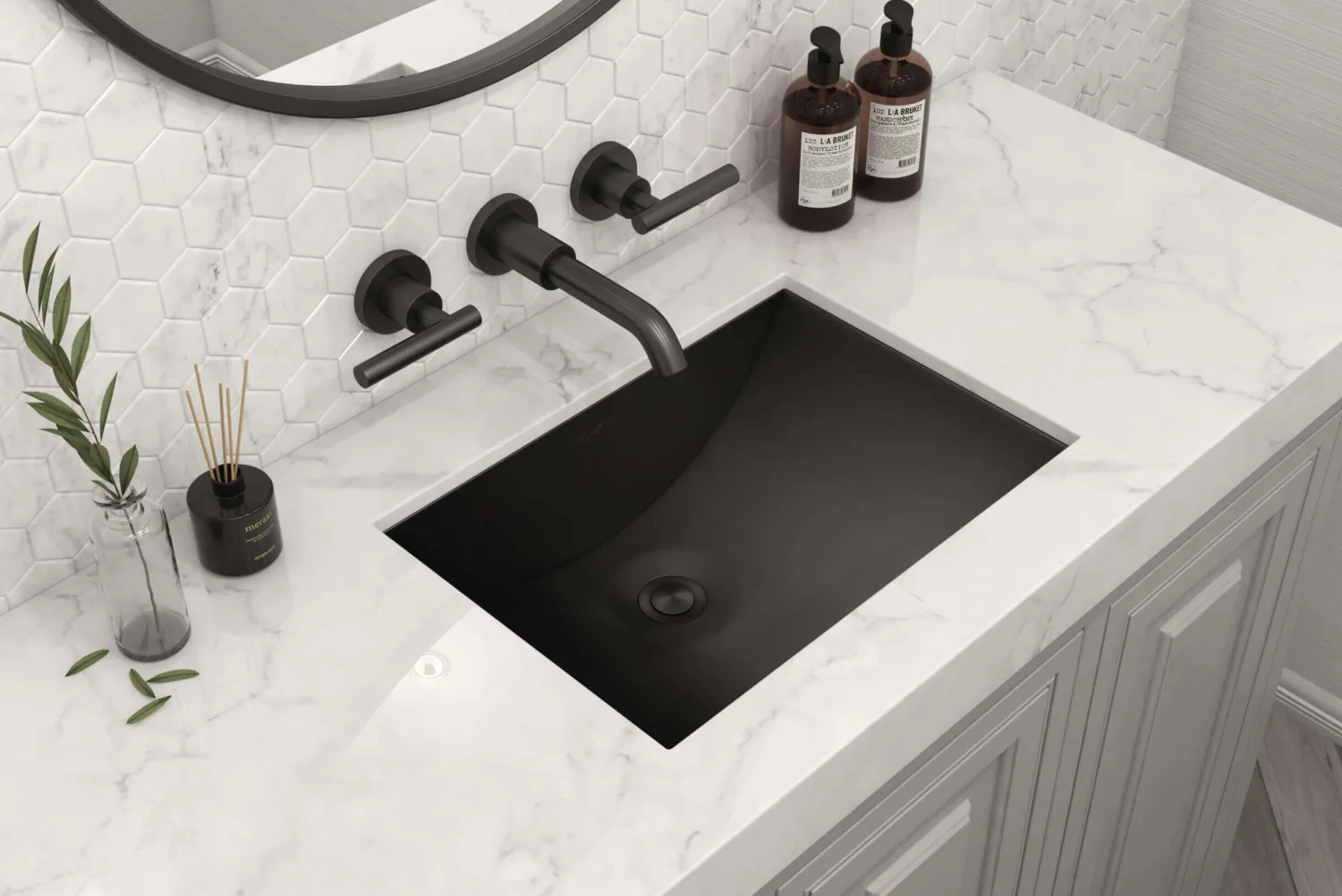 Hot 16 x 13" Gunmetal Undermount Bathroom Sink Stainless Steel Gunmetal, Brass, & Gold
