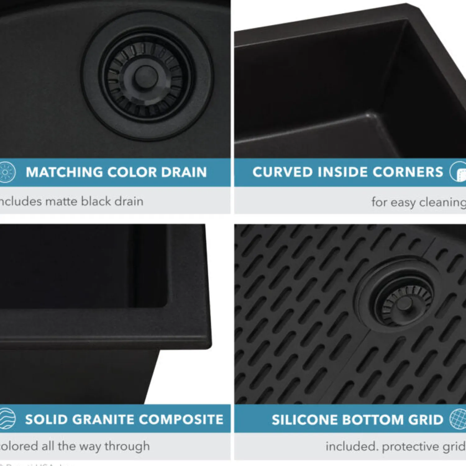 Best 30 x 18 inch Granite Composite Undermount Single Bowl Kitchen Sink RVG2030 Single Bowl Sinks|Undermount Sinks