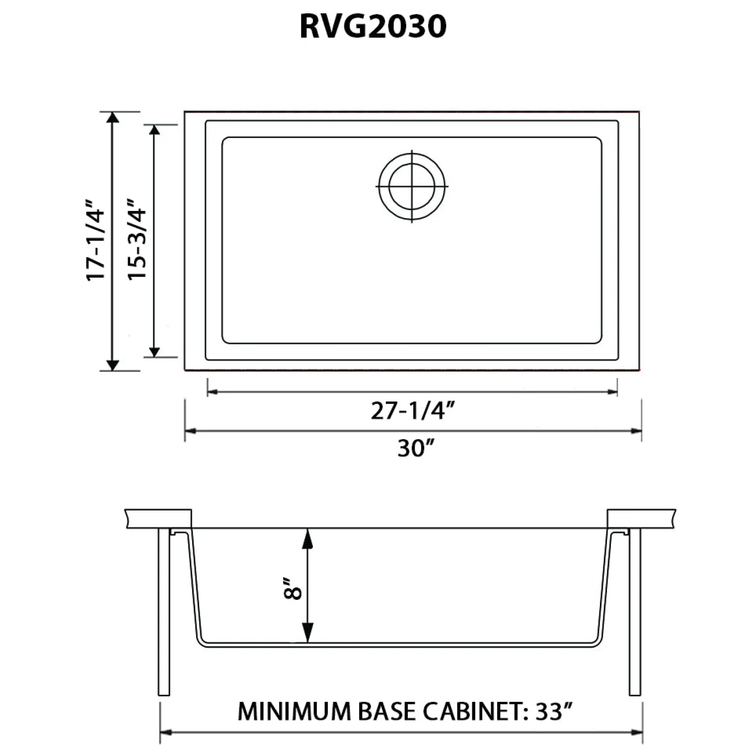 Best 30 x 18 inch Granite Composite Undermount Single Bowl Kitchen Sink RVG2030 Single Bowl Sinks|Undermount Sinks