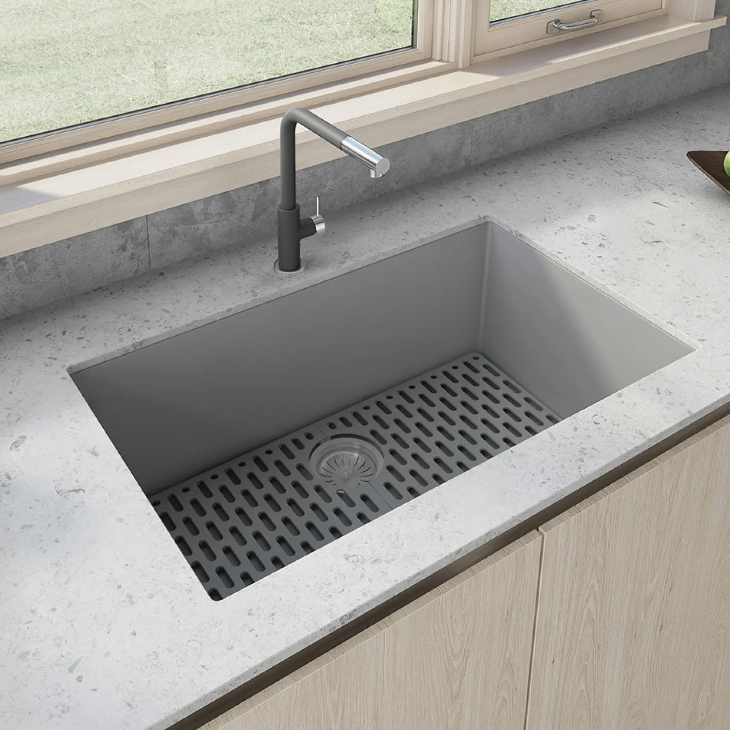 Best 30 x 18 inch Granite Composite Undermount Single Bowl Kitchen Sink RVG2030 Single Bowl Sinks|Undermount Sinks