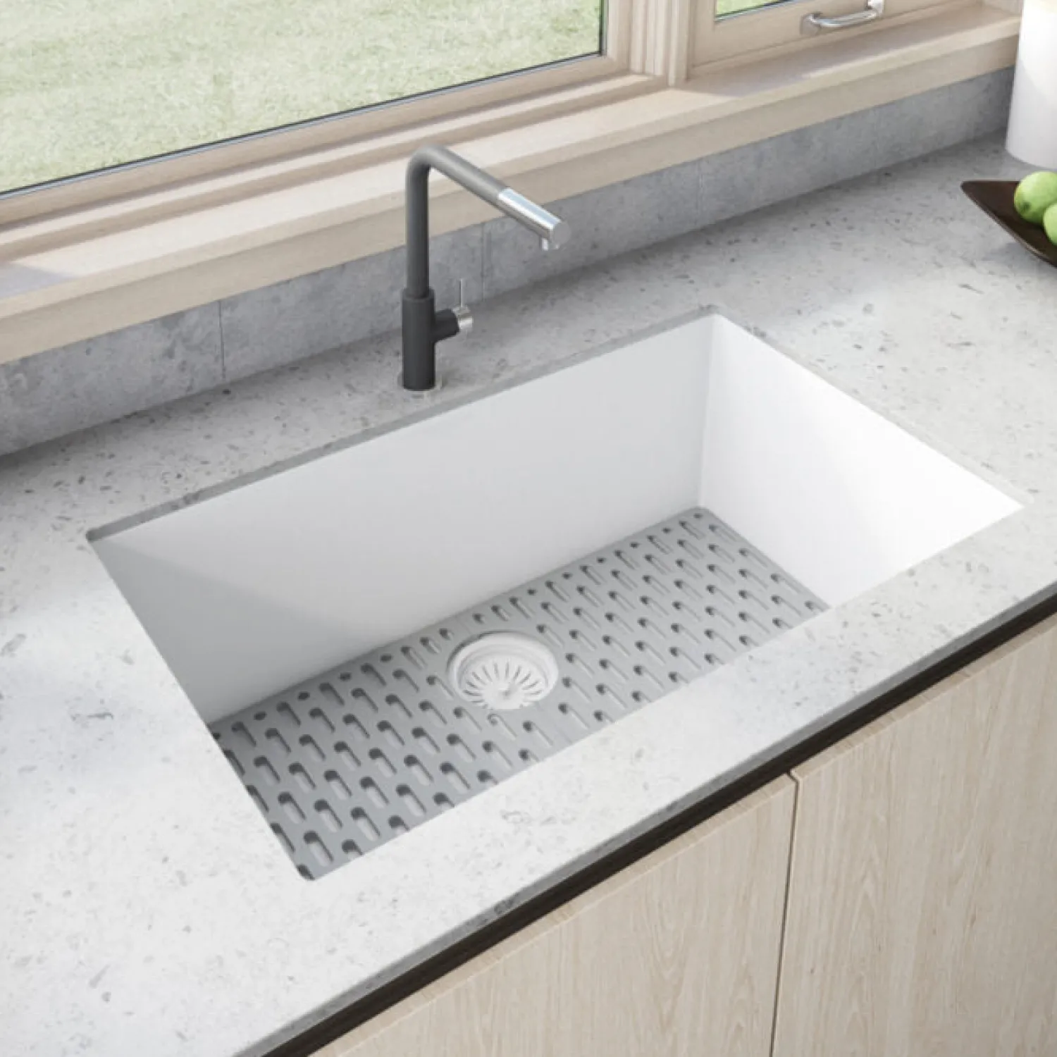 Best 30 x 18 inch Granite Composite Undermount Single Bowl Kitchen Sink RVG2030 Single Bowl Sinks|Undermount Sinks