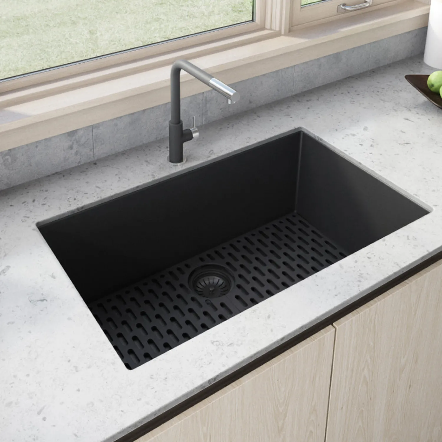 Best 30 x 18 inch Granite Composite Undermount Single Bowl Kitchen Sink RVG2030 Single Bowl Sinks|Undermount Sinks