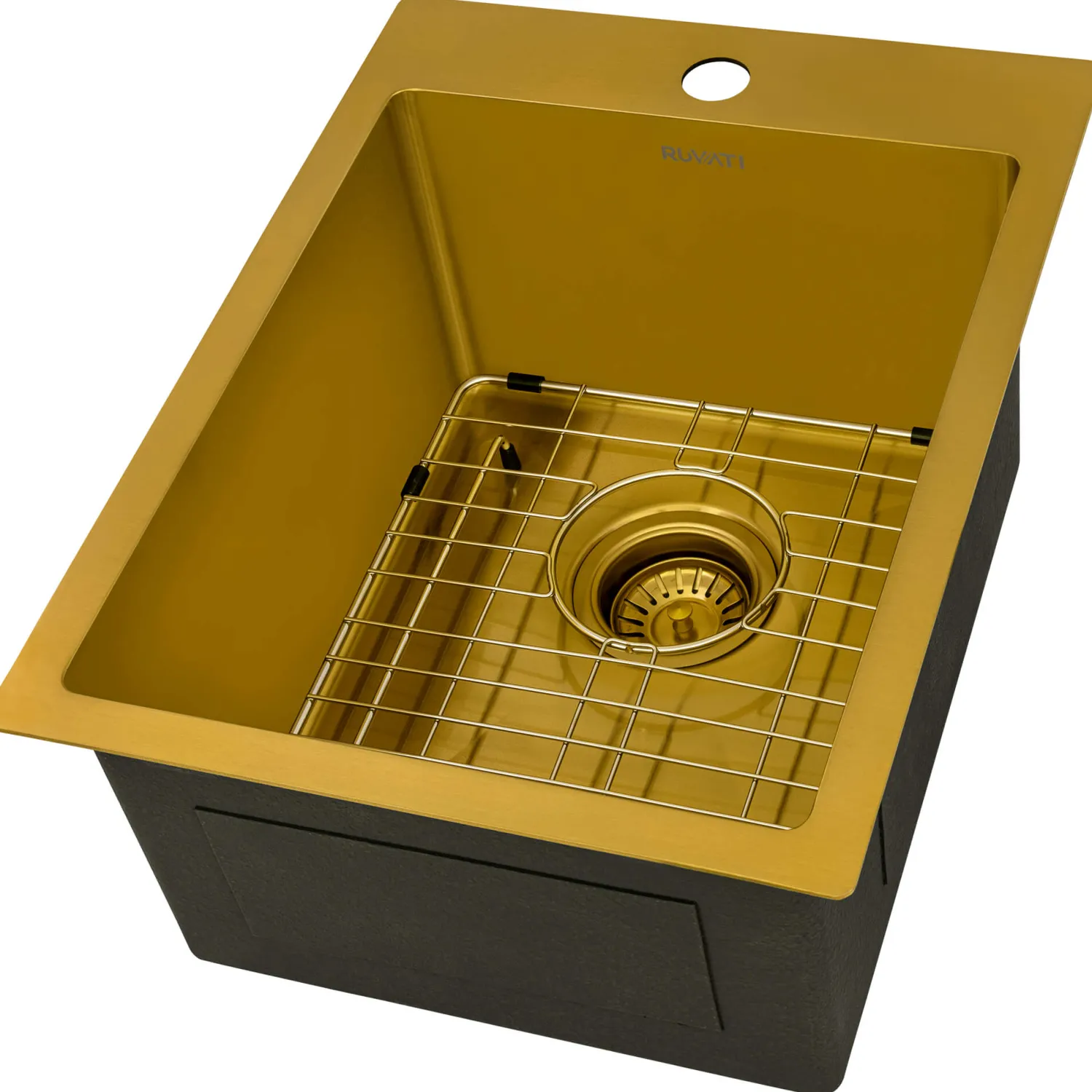 Online 15" x 20" Matte Gold Stainless Steel Topmount Bar Prep Sink Gunmetal, Brass, & Gold|Sinks For Tight Spaces