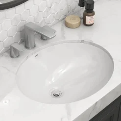 New 16" x 13" Oval Undermount Bathroom Sink in White Undermount