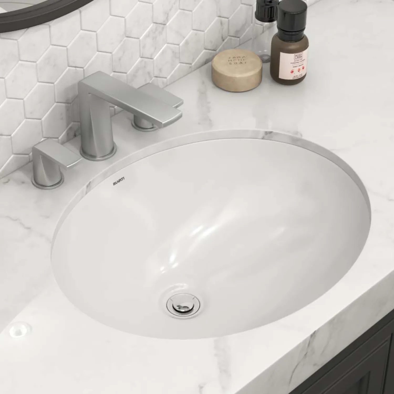 New 16" x 13" Oval Undermount Bathroom Sink in White Undermount